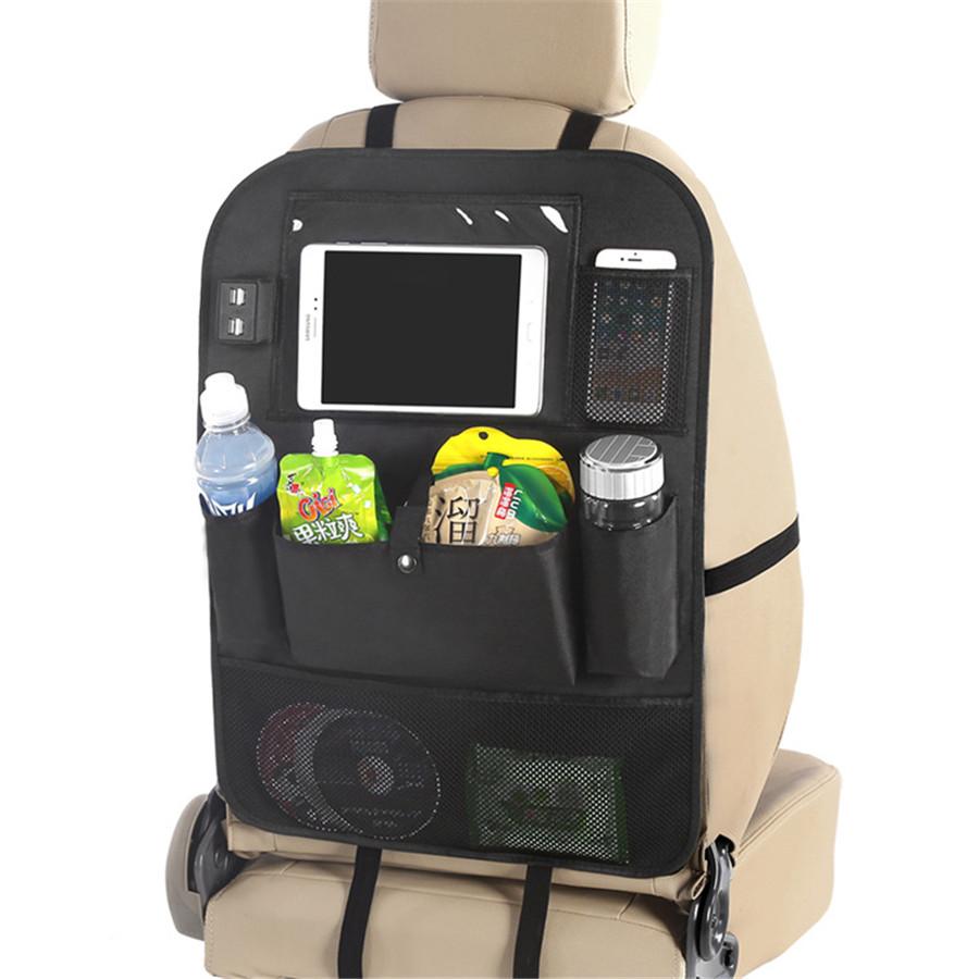 Car Seat Bag Organizer Storage iPad Phone Holder Multi-Pocket Hanging 4 USB Port