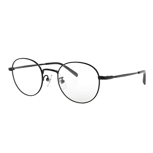 FEELLIFE Lightweight Gunmetal Titanium Reading Glasses, Made in Sabae, Blue Light Blocking, Case Included, FL-1002-2, +2.00