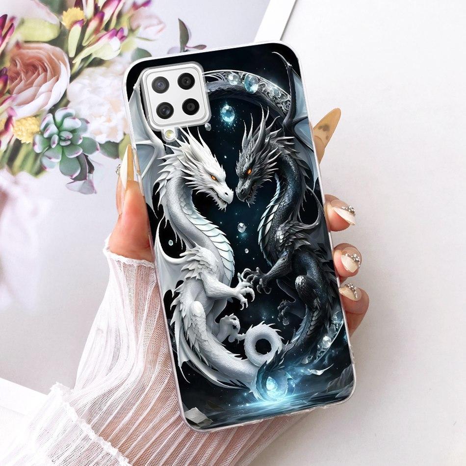 For Samsung Galaxy A22 4G A225F / A22 5G A226B Cool Dragon Tiger Pattern Phone Case For Samsung A22 Soft Silicone TPU Bumpers