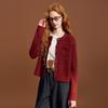 Sancai 2025 Winter Round Neck Knit Cardigan with Colorful Buttons