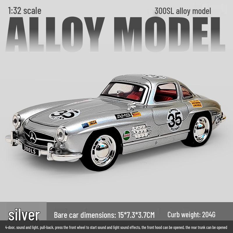1:32 Classic 300SL Alloy Car Model with Lights & Sound Effects - Cyberpunk Arcade Display