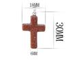 Natural Stone Cross Pendant Necklace Women Men 18inch Black Leather Cord Custom Crystal Choker Chakra Jewelry Findings