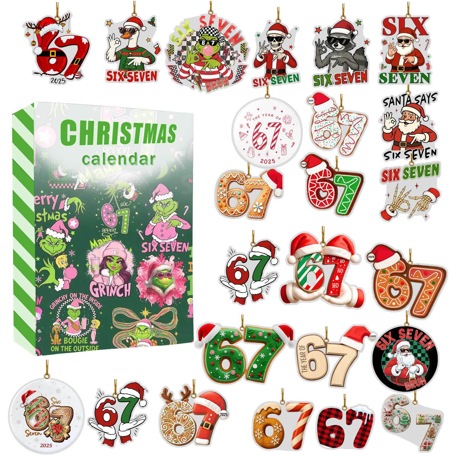 

Рождественский адвент-календарь, 24-дневный адвент-календарь, праздничная коллекция для обратного отсчета, коробка-подвеска, подходит для рождественских подарков-сюрпризов One Size