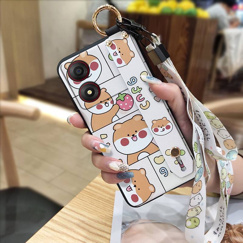 Protective Waterproof Phone Case For ZTE Blade A34 Back Cover Durable Wrist Strap Ring Phone Holder Anti-knock Anti-dust