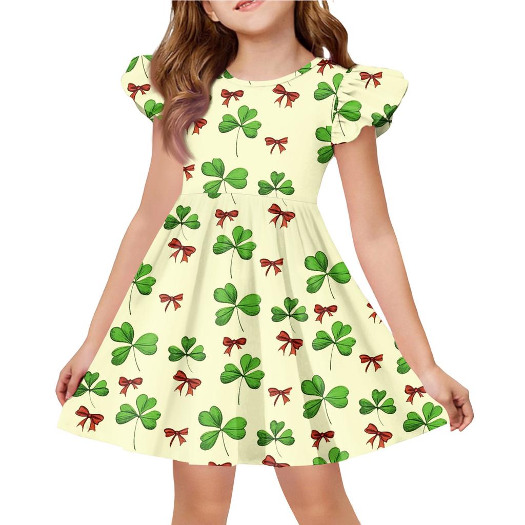 Girls' Summer Princess Dress - A-Line T-Shirt Dress St. Patrick's Day