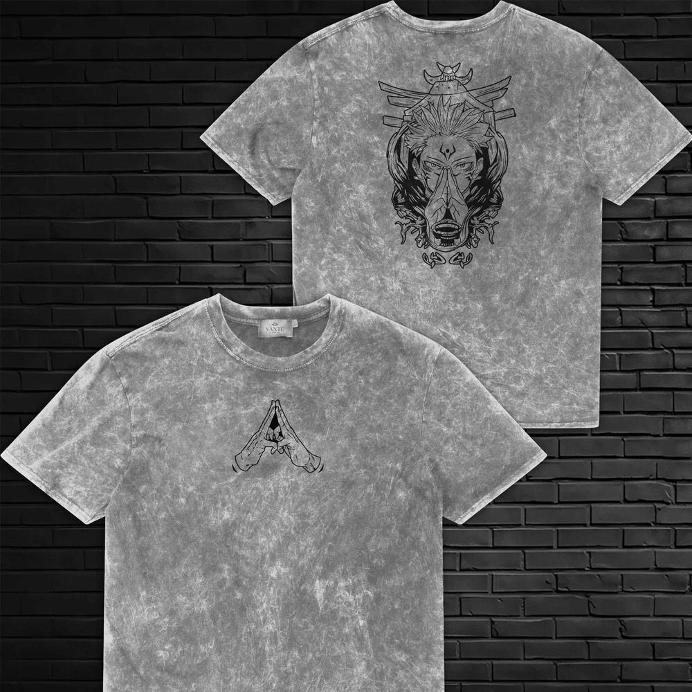 Sukuna King of Curses Domain Expansion Anime TShirt Acid Wash Tee L