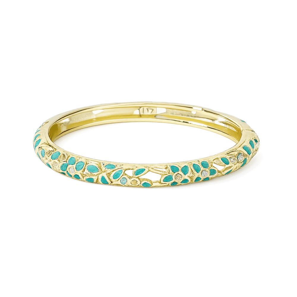 Traditional Flower Crystal Bangle Colorful Women's Hand Bracelet Vintage Cloisonne Bangle Ladies
