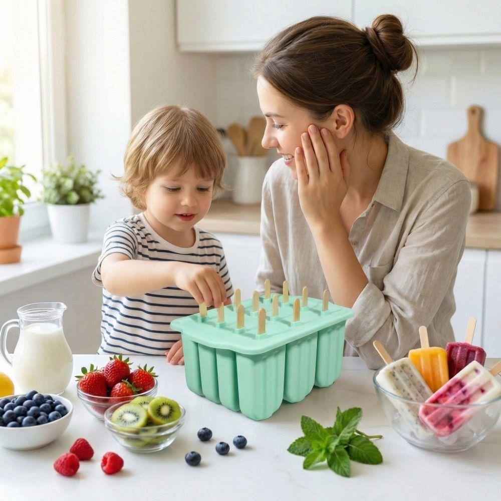 Non-Stick Ice Cream Trays 12 Grids Ice Lolly Mold Practical Ice Candy Mold  Homemade Ice Cream