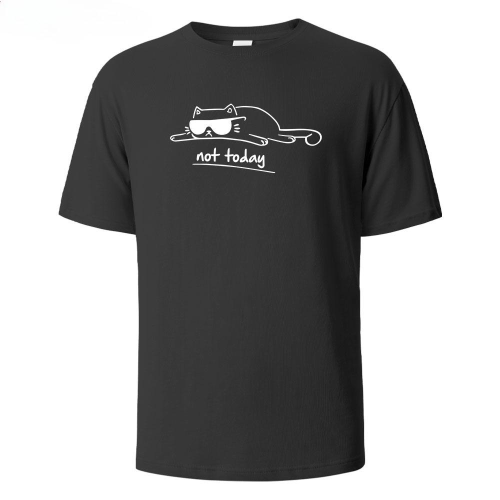 Not Today Cat Printed Comfortable Cotton Tshirt Men Simple Crew Neck Design Soft Breathable Short Sleeve Basic Men's T-shirt Top