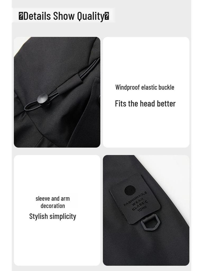 Pánská a dámská trendy jarní bunda proti větru s kapucí - Jednovrstvá, bouřková bunda ve stylu pracovního oděvu