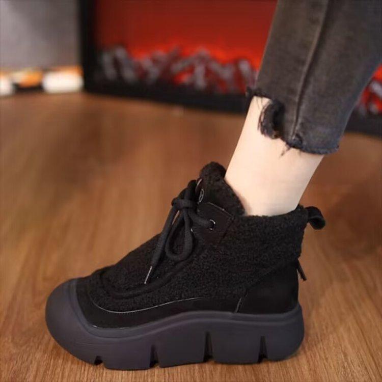 Popular Martin Boots Women's 2024 Winter New Thick-soled Snow Boots Velvet Warm Low-top Shoes Comfortable Mother Cotton Shoes Women