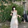 Yunnan Dali Travel Red Fringed Suspender Dress Women's Dopamine Wear Seaside Holiday Beach Long Skirt