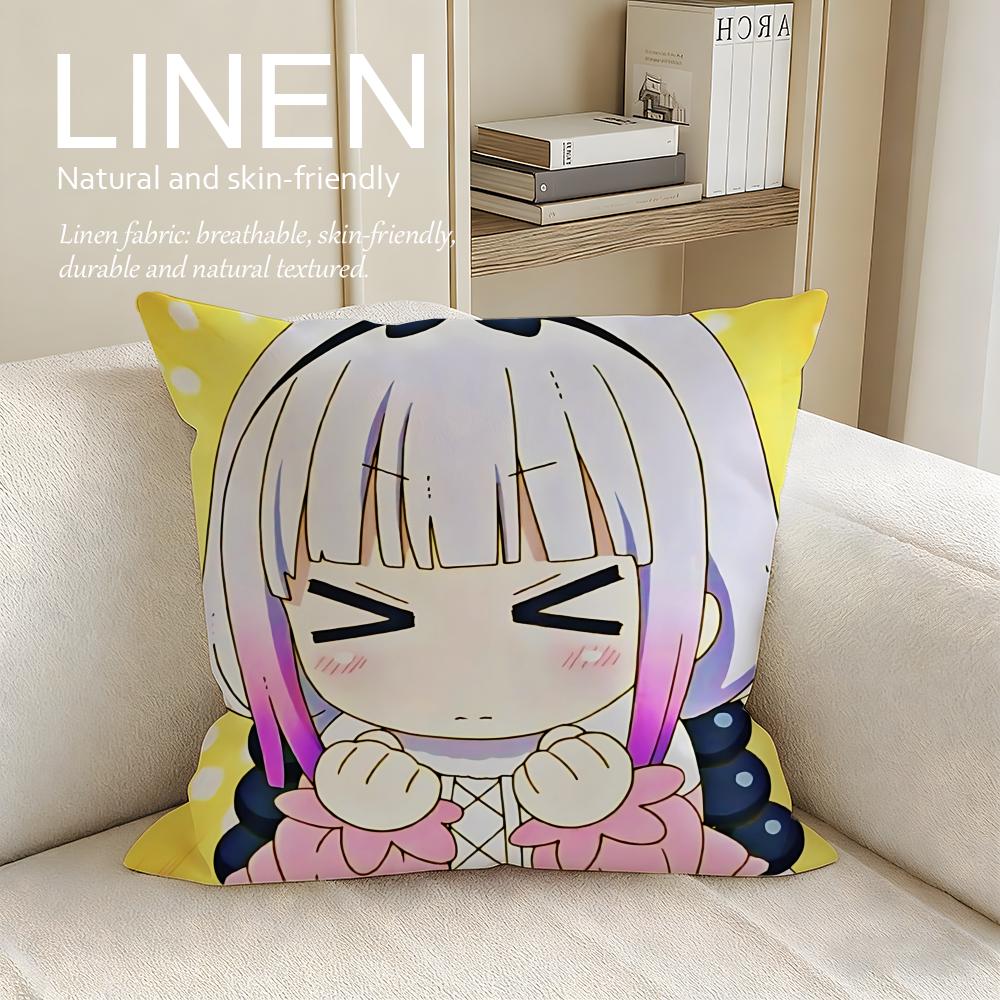Miss Kobayashis Dragon Maid Cushion Cover Linen Decorative Pillowcase Set Pcs x Breathable Washable Sofa Cushion Cover