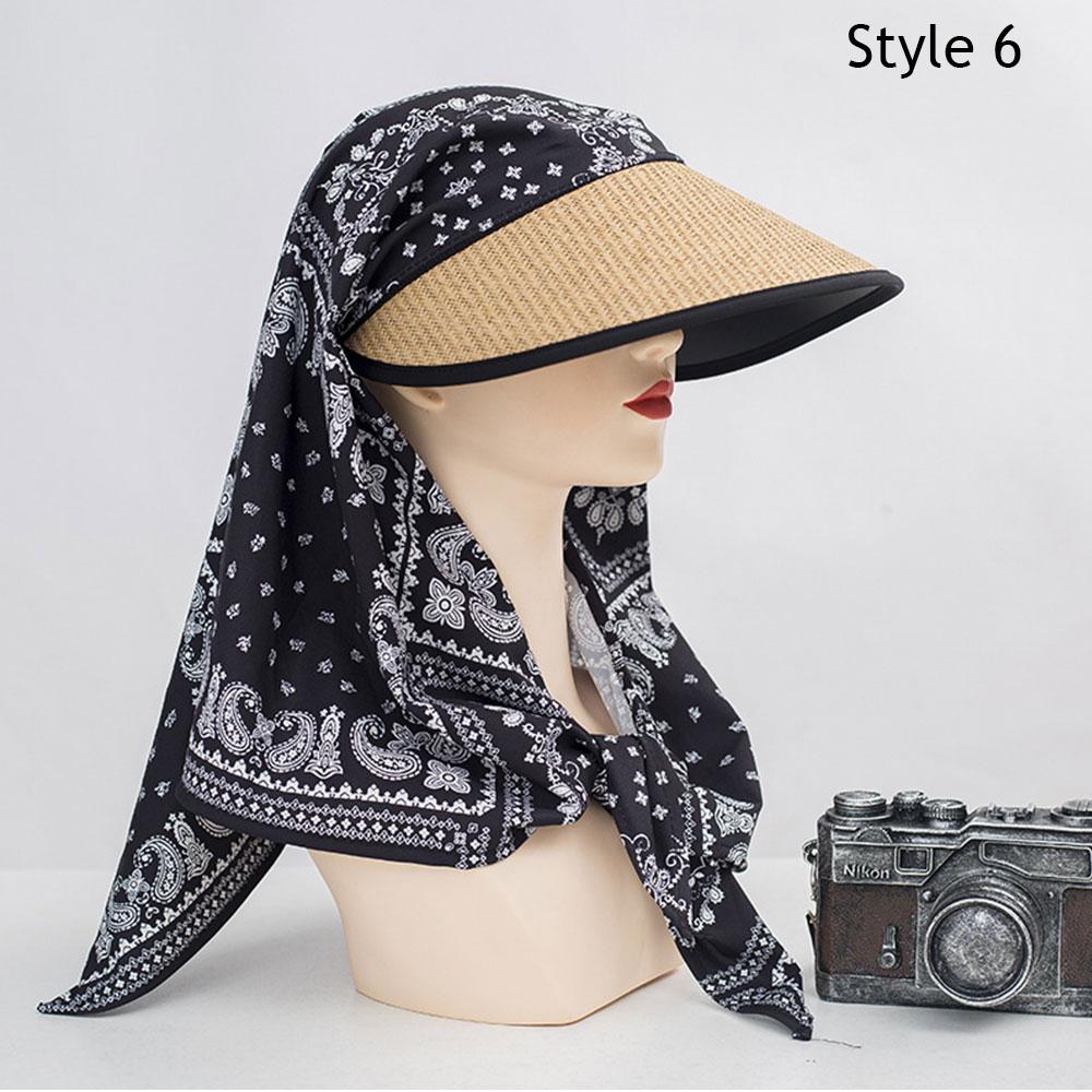 Korean Style Headscarf Hat Outdoor Camping Style Sun Protection Hat Y2K Hip-Hop Scarf Hat Wide Brim Uv Protection Baseball Cap