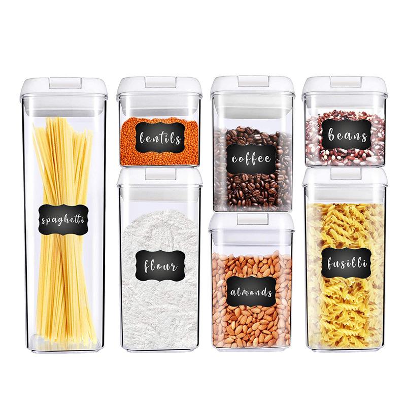Plastic Storage Box Set - Sealed Transparent Thickened Square Plastic Airtight Food Storage Containers for Kitchen Refrigerator 5 Pcs Set