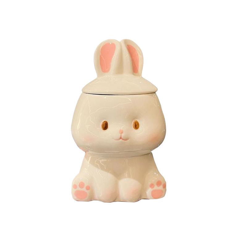 Soft and Healing Ceramic Bunny Shaped Mug with Covered Spoon Gift Box and Cute Student Dormitory Drinking Cup