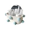 Cotton Rope Knitting With Fur Ball Storage Basket Snacks Keys Sundries Basket
