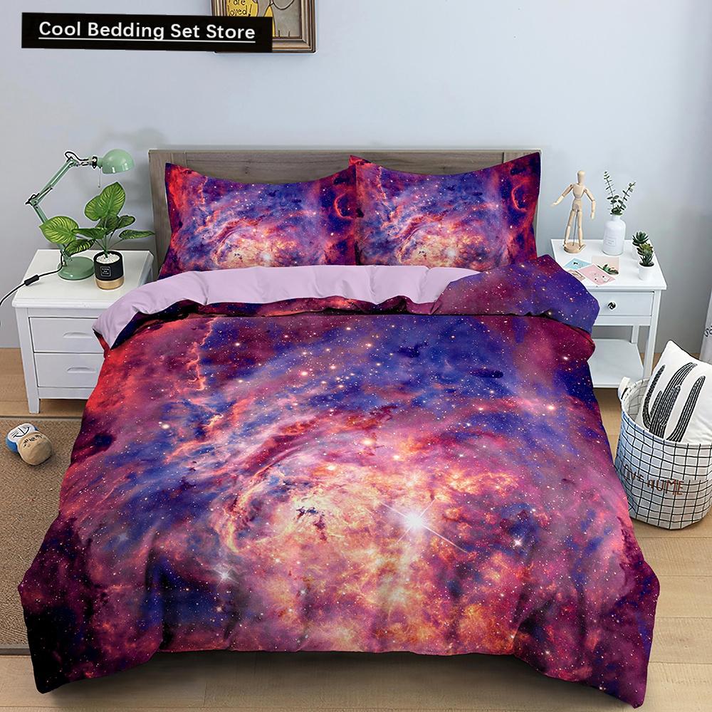 3D Galaxy Duvet Cover King Double Twin Queen Full 2/3pcs Bedding Set Universe Outer Space Themed Starry Polyester Quilt Cover
