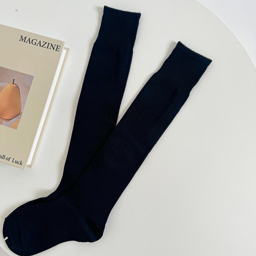 Autumn And Winter Warm Knee Socks Stockings Velvet Solid Color Knitted Jk Medium Tube Socks Cashmere Calf Socks Women Stockings