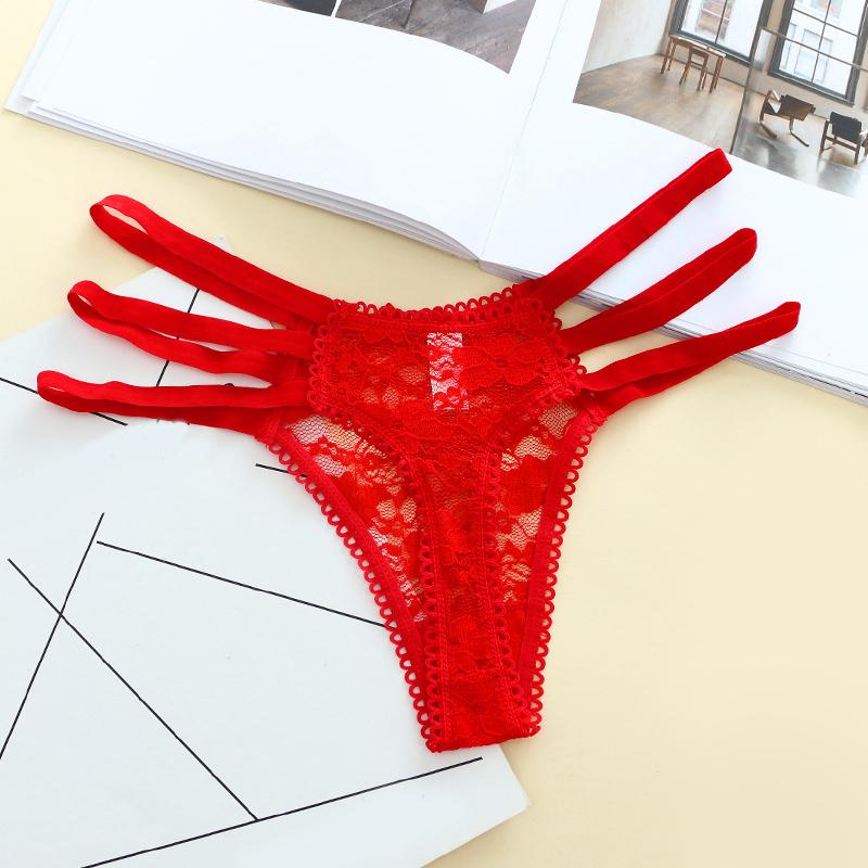 String sexy en dentelle avec bretelles croisées Lingerie sous-vêtements Culotte taille basse 38