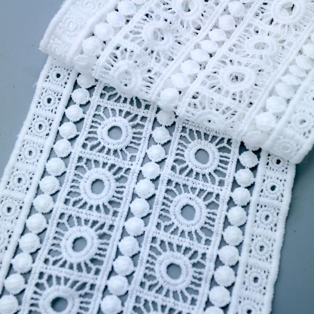 Bilateral Symmetrical Milk Silk Water-Soluble Lace, Circle Hollow Embroidered Dress Lace Cheongsam Skirt Handmade Accessories