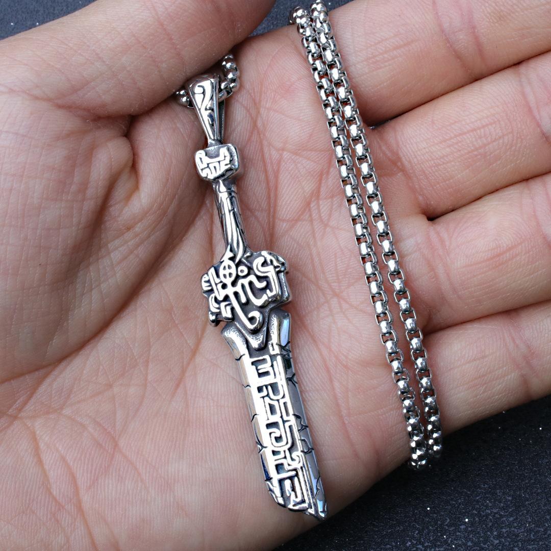 Ancient Sword Necklace, Trendy Men s Fashion Pendant, Retro Domineering Accessories, Trendy Brand 60CM
