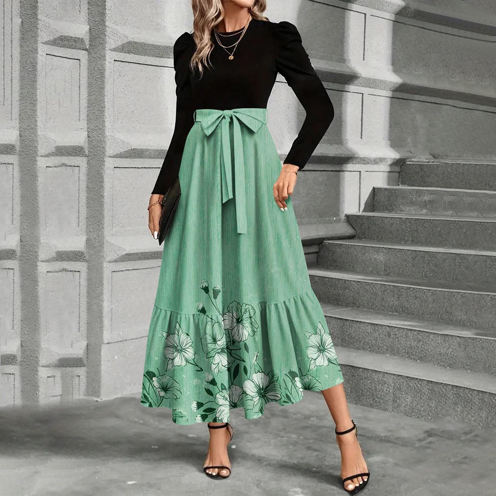 

Женское платье с цветочным принтом и высокой талией, модное и элегантное M