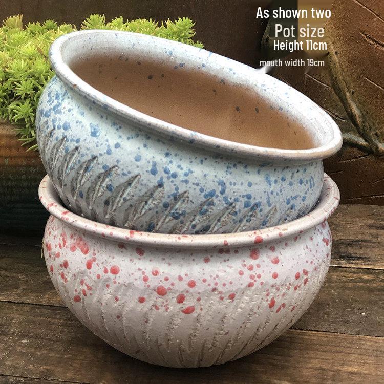 Stor Handgjord Keramik Kruka för Suckulenter och Grönska, Andningsbar Lerkruka i Lila Lera