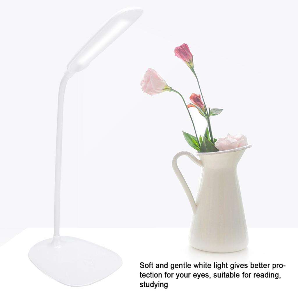 LED USB Flexible Table Lamp Tabletop Bedside Touch Switch Dimmable Reading Studying Light