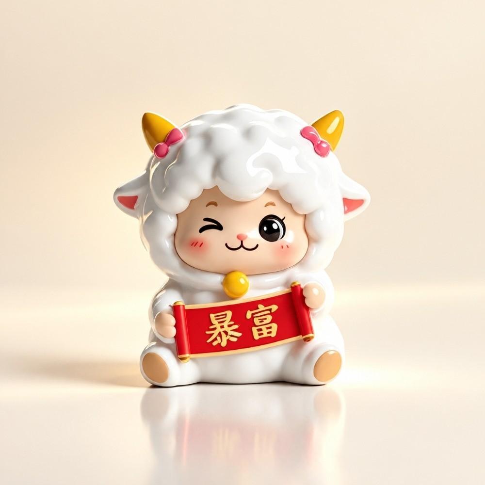 Resin Year of The Goat Ornament Cute Design Mascot Ornament Zodiac Figurines Spring Festival