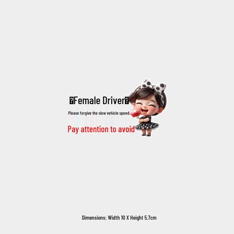 Female Driver - Slow Speed, Yield & Forgive: Fun New Driver Rear Windshield Sticker