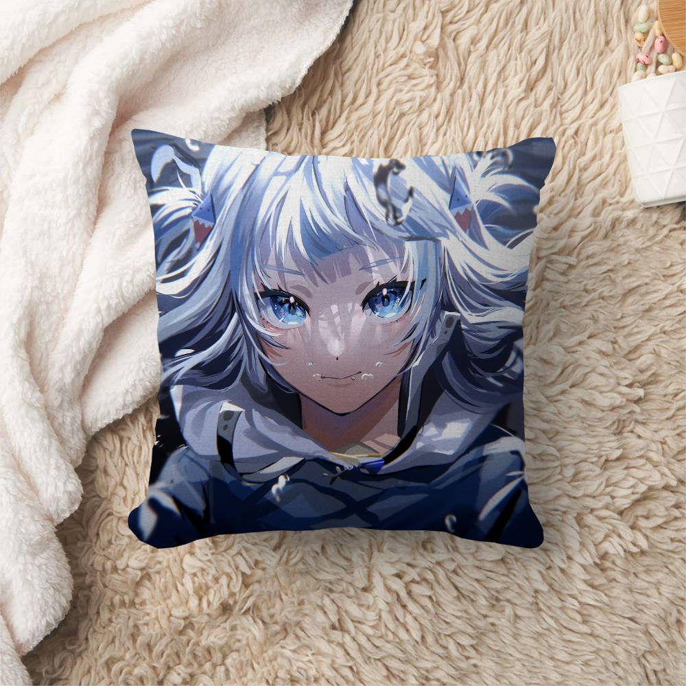 Hololive Vtuber Gawr Gura Pillow Cover Design Cushion Cover Decor Holiday Decorati