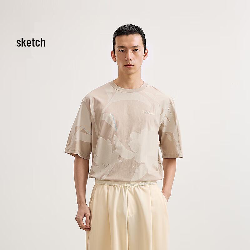 CROQUIS Men's 2025 Summer Loose Round Neck Cotton T-Shirt