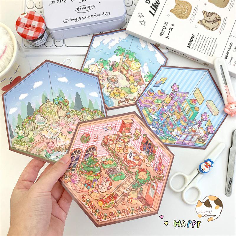 Handmade 3D Layered Children's Scenery Stickers for Bullet Journals