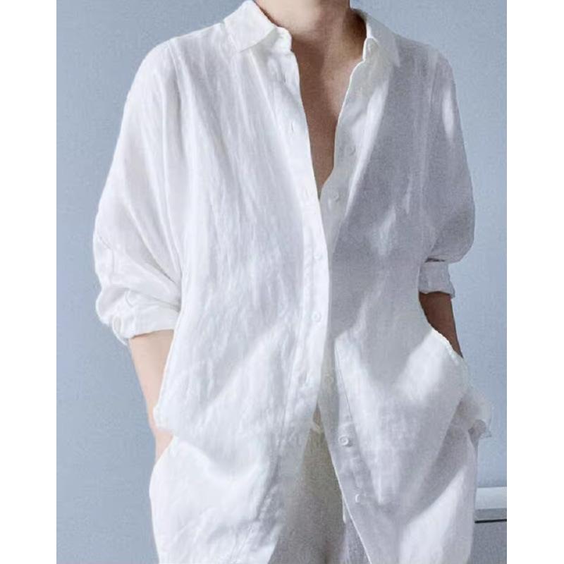 French Style White Lapel Sunscreen Shirt Women's Thin Shirt Top