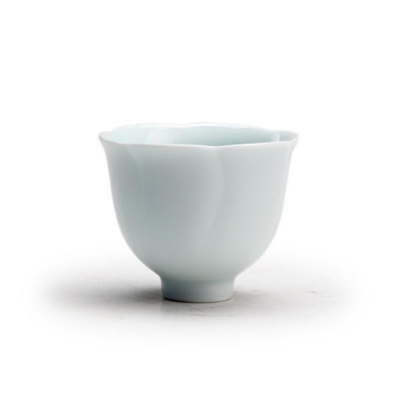 Flower cup ceramic solid color tea cup tea cup single cup thin tire household celadon white porcelain tea literati tea cup