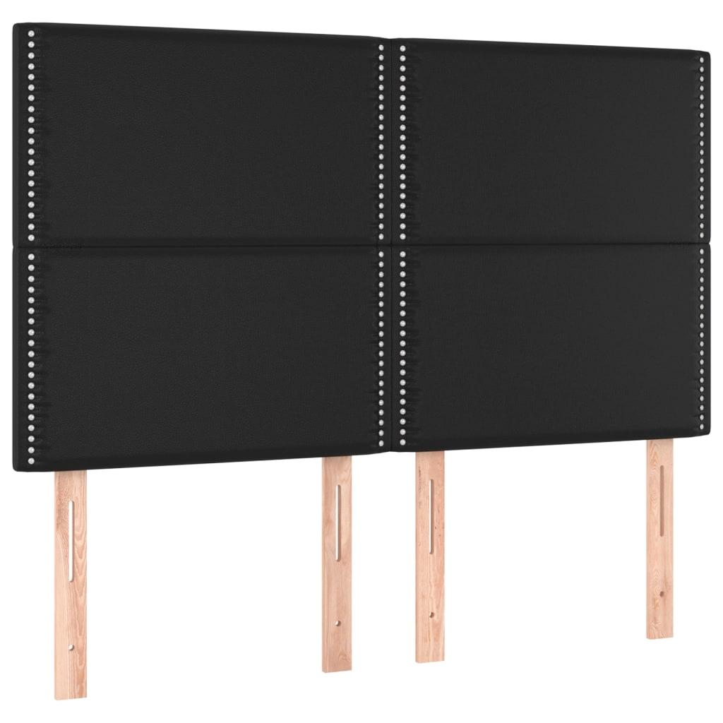 Box Spring Bed with Mattress Black 140 x 200 cm Faux Leather