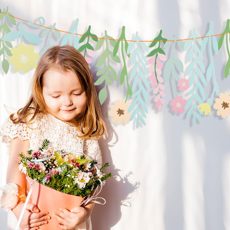 Leaf Flowers Paper Garland Banner Kids Boy Girl Birthday Party Decoration Favors Supplies Spring Home Wall DIY Hanging Flag 2025
