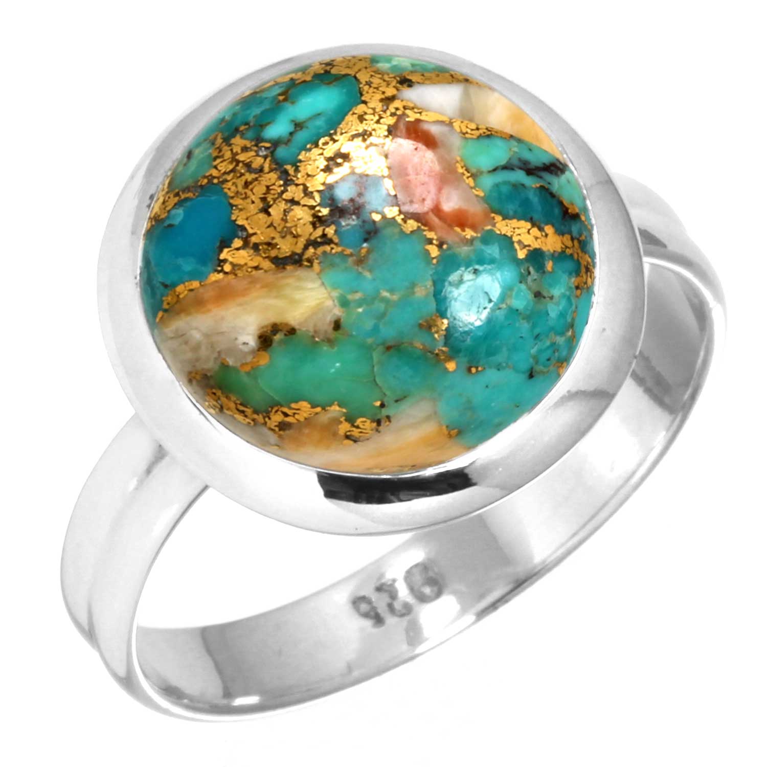 

Кольцо из стерлингового серебра 925 пробы, женское, с драгоценными камнями, ювелирные изделия ручной работы, подарок на День дружбы, мукаит, монтанский агат, моховой агат, колючая устрица, родонит, глаз Шивы 7