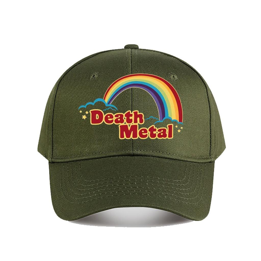 Rainbow  Death Metal Contrast Kitsch Emblem Design Baseball Cap Fashion Outdoor Sports Sunhat Unisex Snapback Cap WoUnisexs