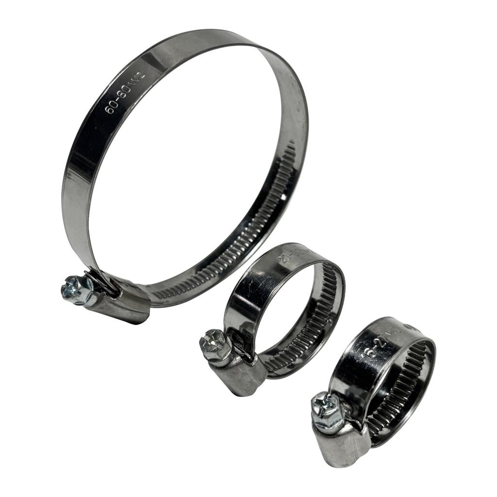 Set of W2 worm clamps Ø16-27 mm, width 12 mm 10 pcs - stainless steel
