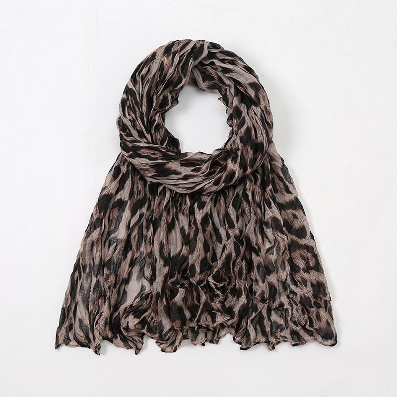 

Popular 2021 Women s Scarf Winter Keep Warm Leopard Crinkle Foulard Long Soft High Quality Designer Large Scarf Cotton Shawl 170-85CM