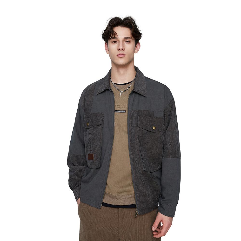 Spring and Autumn Men's Japanese Work Style Thin Jacket Contrasting Color Design Outdoor Casual Personality Versatile
