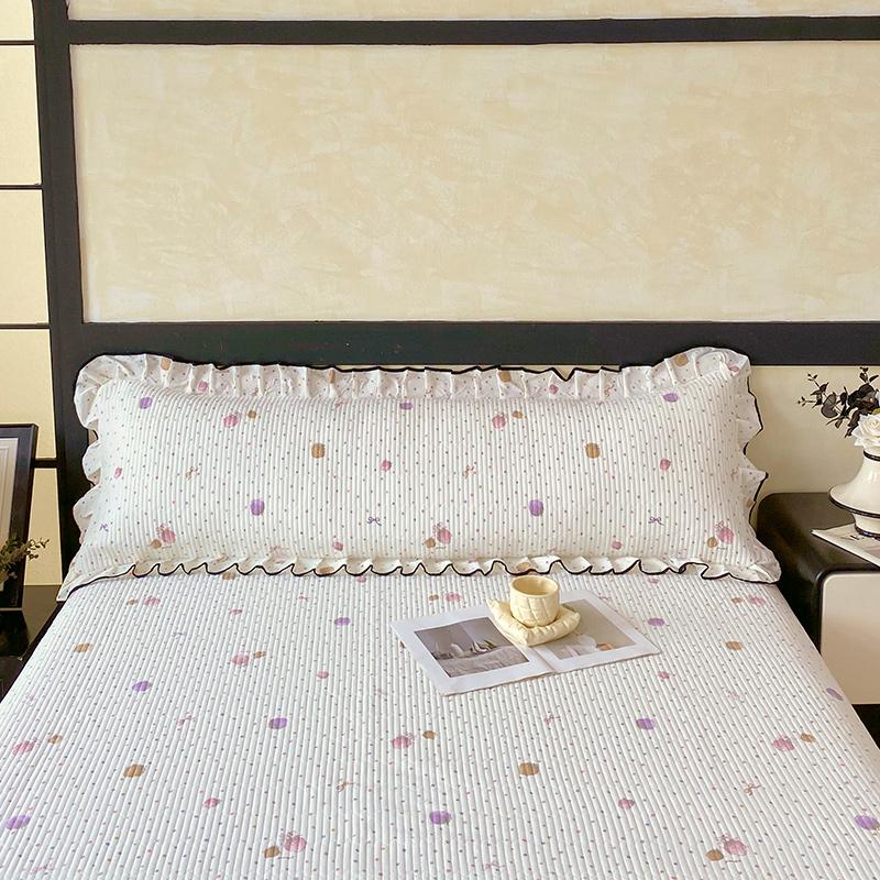 1 pc Long Couple Pillow Shams 100/120/150/180cm Long Pillow Cover with Ruffles Decorative Soft Purple Quilted Pillowcases Cover