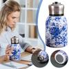 Vintage Floral Pattern Mug Water Bottle Stainless Steel Hot Coffee Vacuum & Cold Rustproof Insulated A5V1