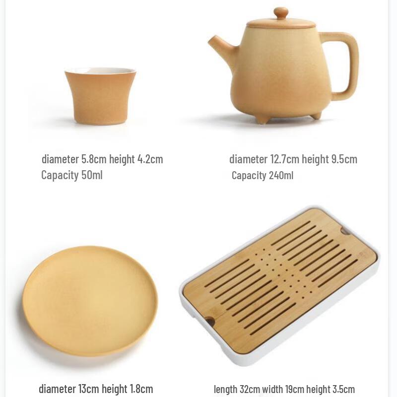 Qianhua Zhike Portable Ceramic Tea Set - 1 Pot, 4 Cups