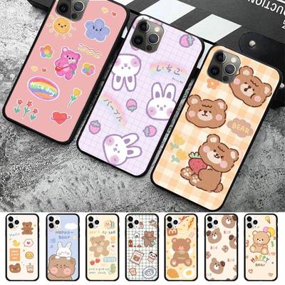 INS Korea Cute Cartoon Happy Bear etui na telefon iPhone 11 12 13 Mini Pro Max 8 7 6 6S Plus X 5 SE 2020 XR XS Funda Case