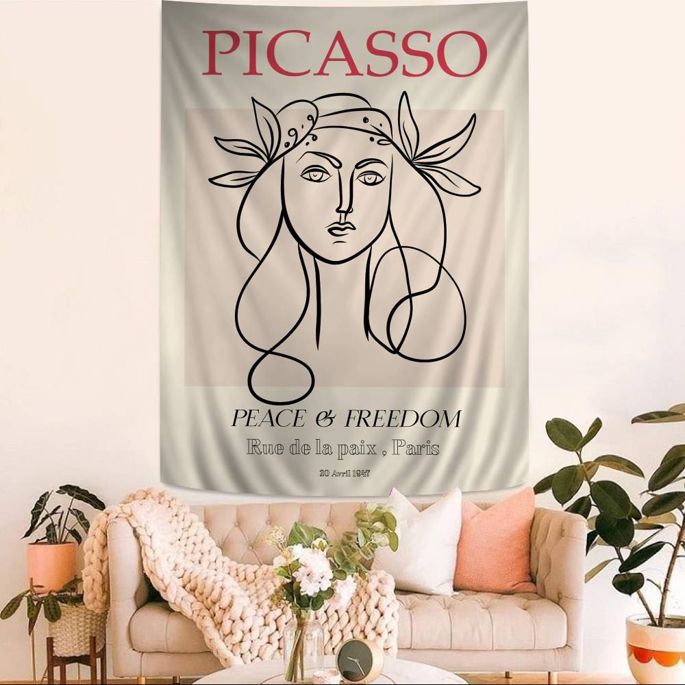PPicasso Woman Anime Tapestry Hippie Flower Wall Carpets Dorm Decor Wall Hanging Home Decor