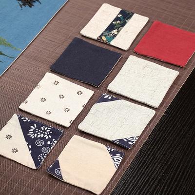 Cotton and Linen Kung Fu Tea Coasters Simple Solid Color Square Coaster Anti-scald Absorbent Heat Insulation Mat Home Mats