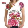 Harajuku Street Fashion Women's Short Sleeve 3D Flower Printed Rose T-shirt Clothing